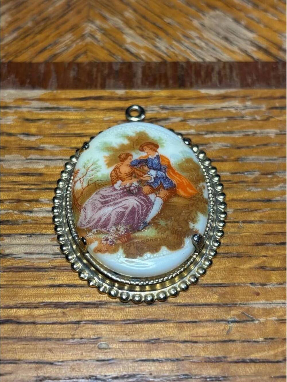 Vintage Fragonard Porcelain Pendant